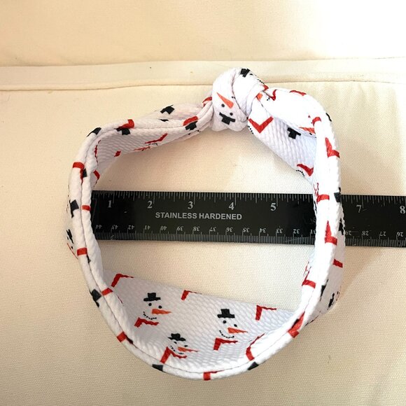 Handmade Snowman Fabric Headband-Knotted Snowman Hair Band-New! - Picture 4 of 4
